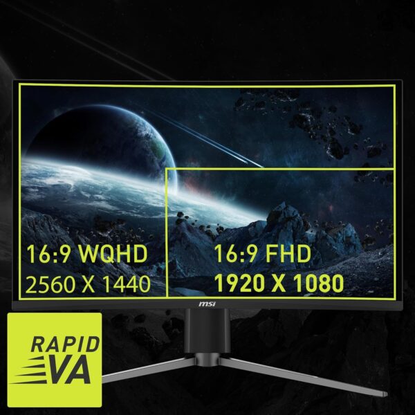 MSI MAG 27CQ6PF (27-inch WQHD Gaming Monitor, Rapid VA, 180Hz, 0.5ms, HDR Ready, 1500R)