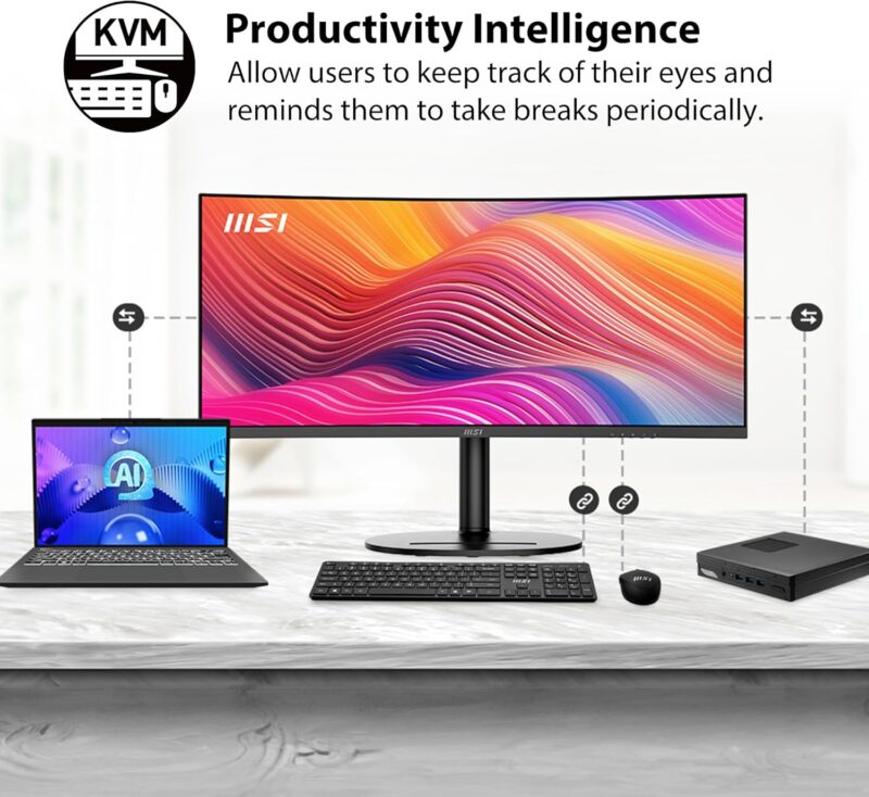 MSI MODERN MD342CQP (34-inch UWQHD Curved Monitor, EyeErgo, 120Hz Game Ready, KVM, PIP)