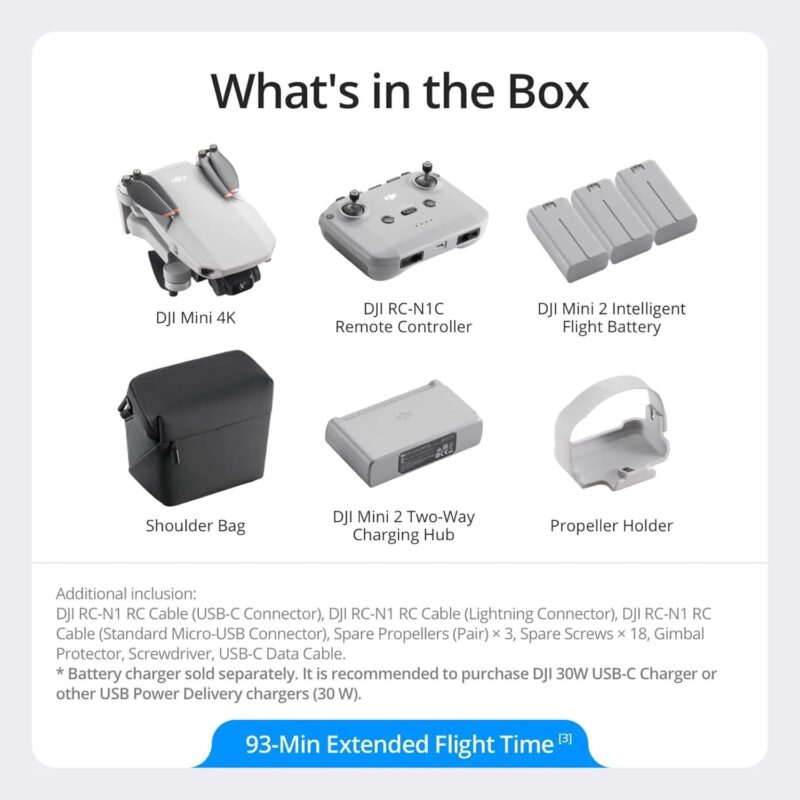 DJI Mini 4K Fly More Combo (4K UHD Drone Camera, Less than 249 g, 3-Axis Gimbal, 10km Video Transmission Range)