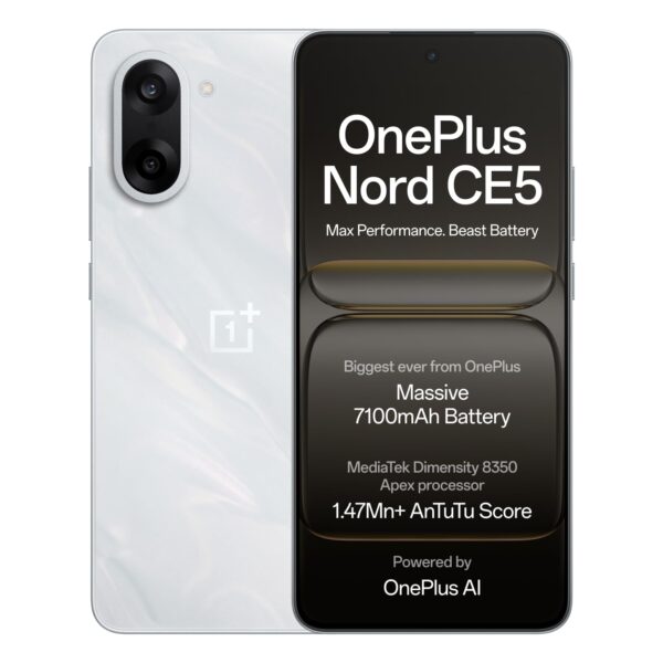 OnePlus Nord CE5 8GB/256GB (Dimensity 8350 Apex, LPDDR5X RAM, 7100mAh Tablet Sized Battery, 120Hz Display)