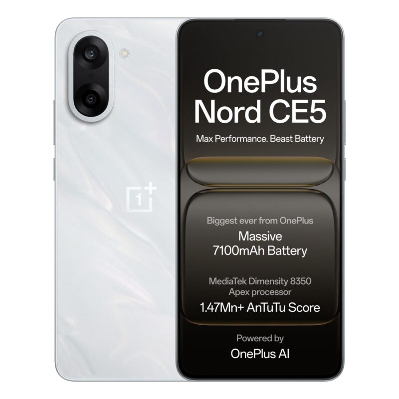 OnePlus Nord CE5 8GB/256GB (Dimensity 8350 Apex, LPDDR5X RAM, 7100mAh Tablet Sized Battery, 120Hz Display)