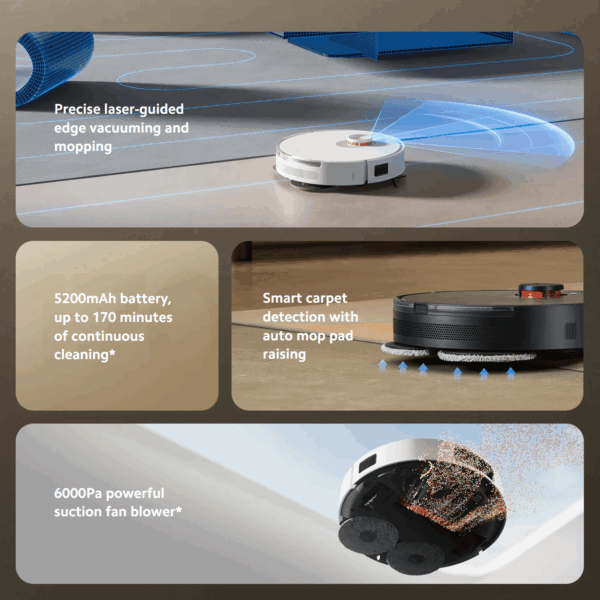 Xiaomi Robot Vacuum S20+ (Auto-Raising Mop & Smart Carpet Detection, 6000Pa Suction, LDS Laser Navigation, 170min Runtime)