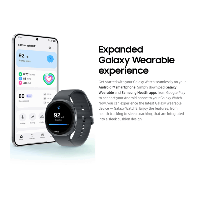 Samsung Galaxy Watch 8 / Watch 8 Classic (40/44/46mm AI Smartwatch, Wellness Tips, Heart Rate Tracking, Sleep Monitor)