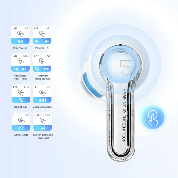 SoundPeats Clear (See-through Earbuds, Dual Mic, 12mm Sound Driver) - Image 9