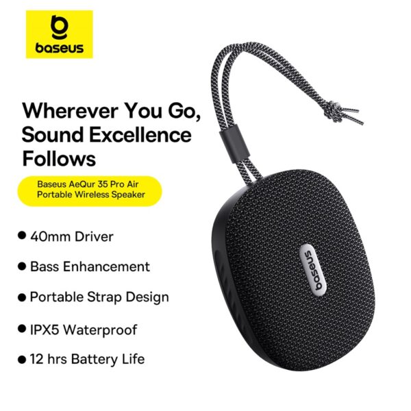 Baseus AeQur 35 Pro Air (Portable Wireless Bluetooth Speaker with 40mm Large Driver) - Image 11