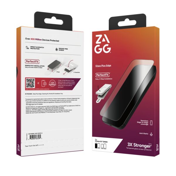 Zagg Glass Plus Edge with Perfect Fit Tray | Apple iPhone 17 Pro Max Screen Protector