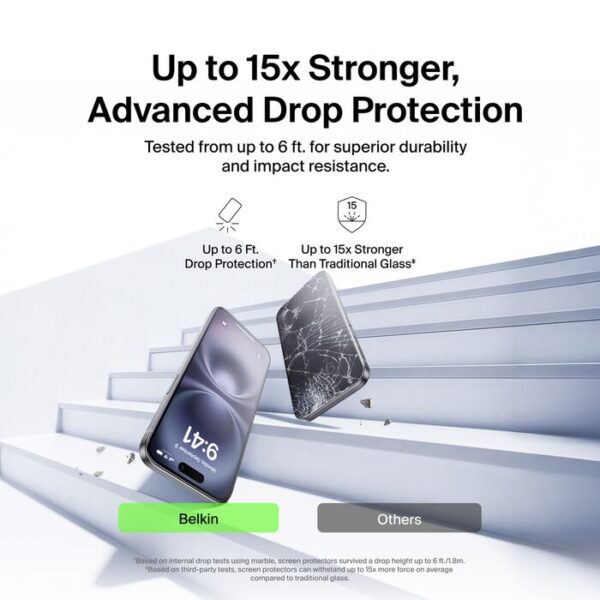 Belkin TemperedGlass Screen Protector for iPhone 17 (With Easy Align Tray) - Image 8