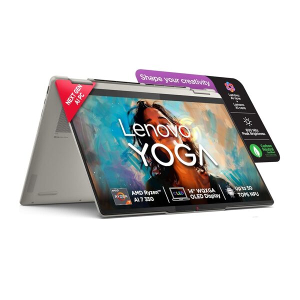 LENOVO YOGA 7 14AKP10 83JR0001US (AMD Ryzen AI 7 350, 1TB NVME/16GB DDR5 ON BOARD, 14" WUXGA OLED (1920x1200) X360 TOUCHSCREEN, AMD Radeon 860M Graphics, WIN 11 / SEASHELL)